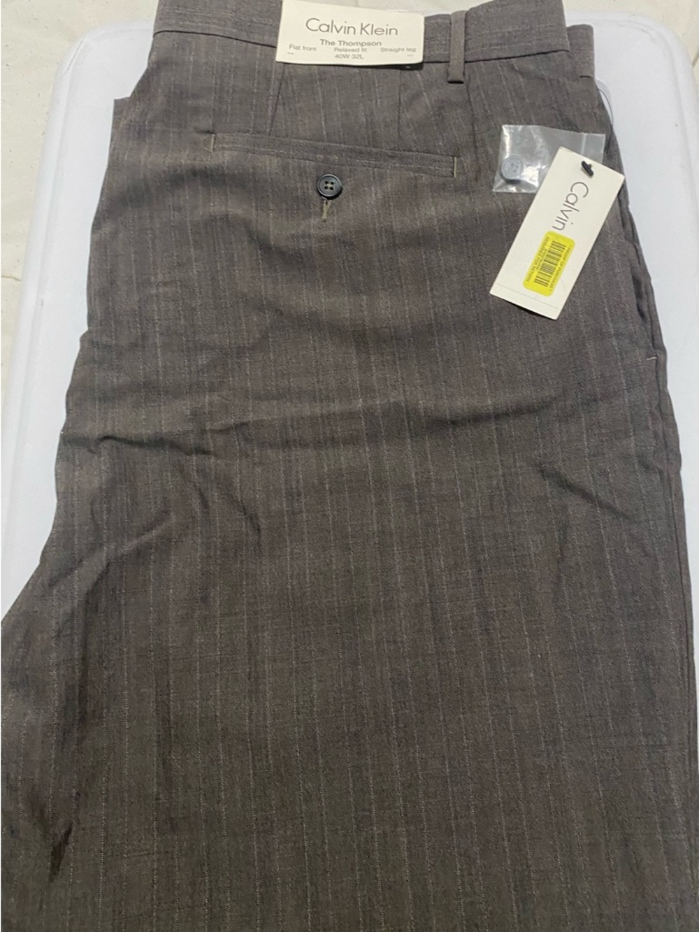 Calvin Klein Gray Pinstripe Flat Front Men's pants